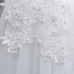 Girls White Lace Pearl Flower Princess Dress For Sequins Sleeveless First