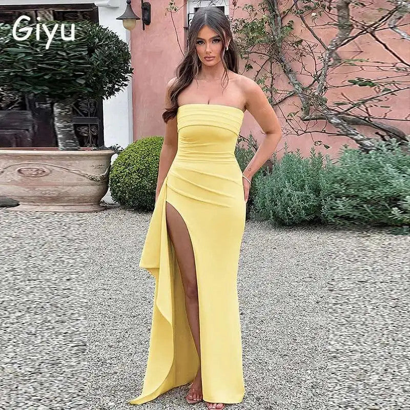 Giyu Sexy Club Evening Party Dresses Women 2025 Summer Slash Neck Backless