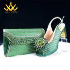 2025 Special New Arrivals Italian Women Shoes and Bag to Match in Green Color