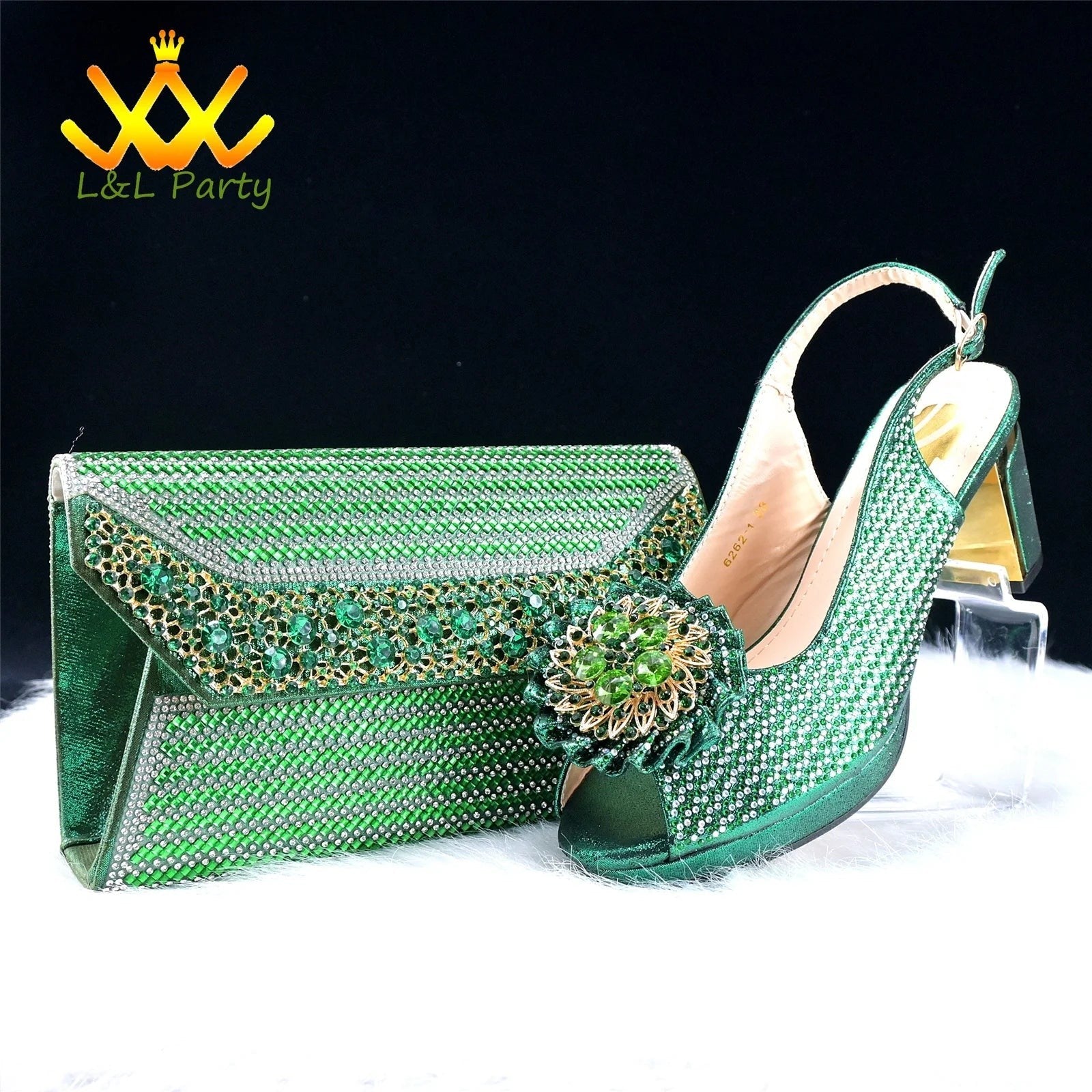 2025 Special New Arrivals Italian Women Shoes and Bag to Match in Green Color
