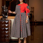 Elegant Rich Dashiki Traditional African Gowns for Women 3/4 Sleeve for Party