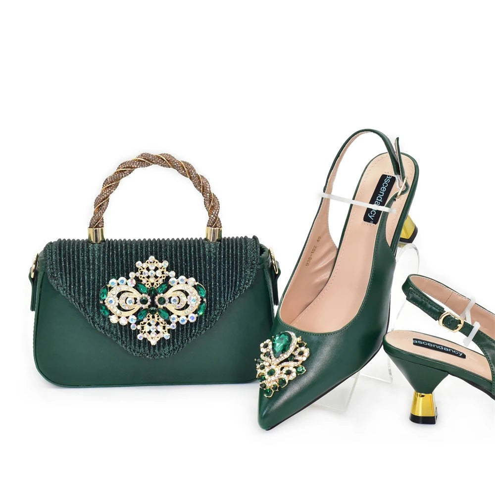 New Fashion Women Shoes and Bags To Match Set Nigeria Party Italian Shoe and