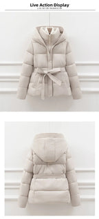 Women's Padded Cotton Thick Winter Coat with Hoodie
