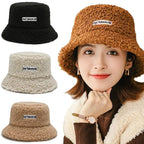 Women Girls Faux Fur Bucket Hat Plush Warm Fisherman Hat Outdoor Windproof