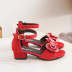 Girls' Sandals Summer New High Heel Soft-soled Princess Shoes Fashion Bow Roman