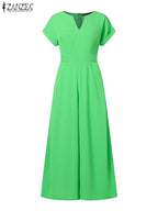 ZANZEA Summer Overalls Women 2024 Elegant Jumpsuits Holiday Casual Short Sleeve