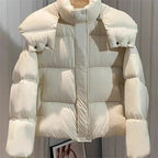 Short Parkas Women Streetwear Cropped Down Coat Korean Sweet Puffer Jacket