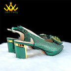 2025 Special New Arrivals Italian Women Shoes and Bag to Match in Green Color