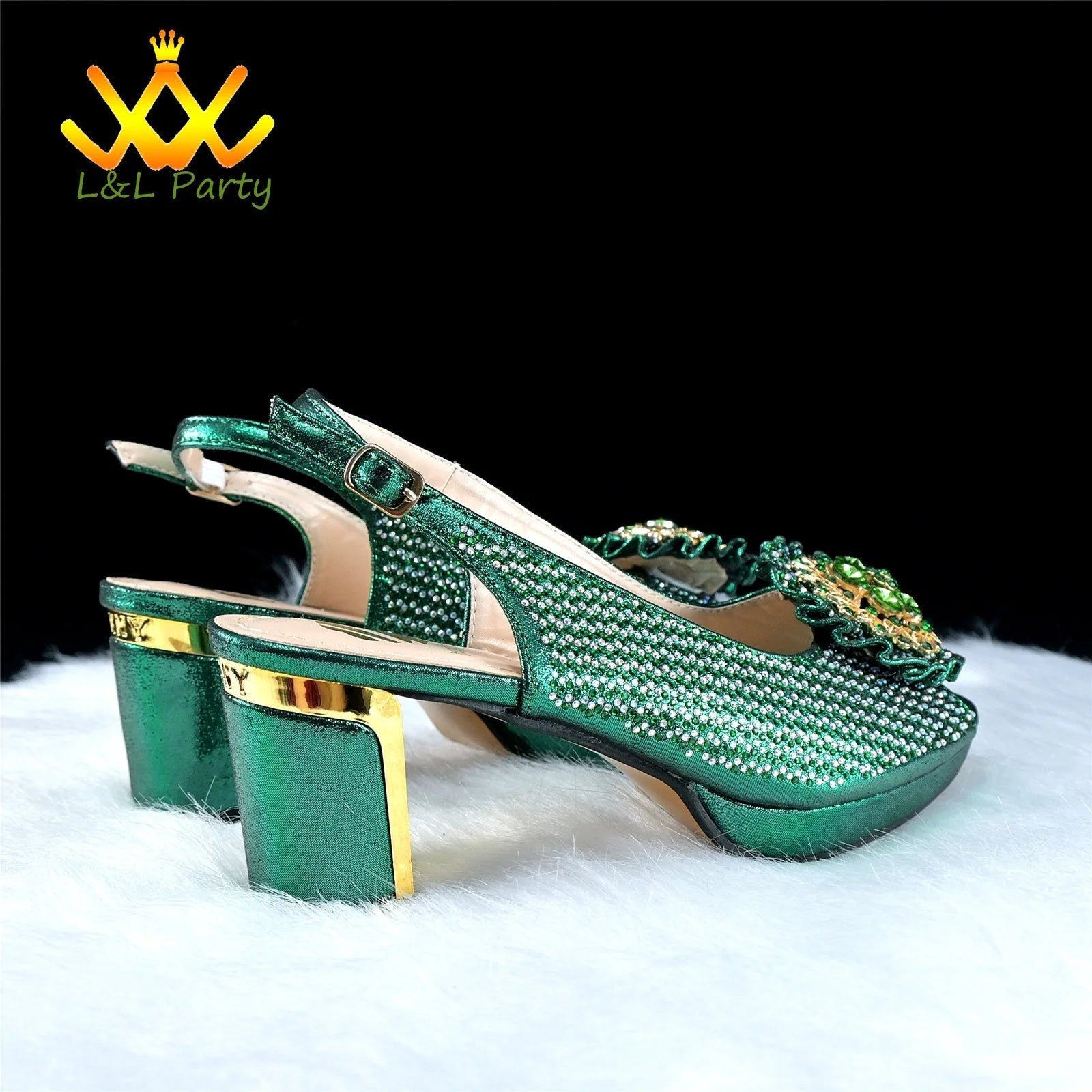 2025 Special New Arrivals Italian Women Shoes and Bag to Match in Green Color