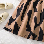 Elegant Printed Dress for Girls 8-12 Years Old with Flared Sleeves Elastic