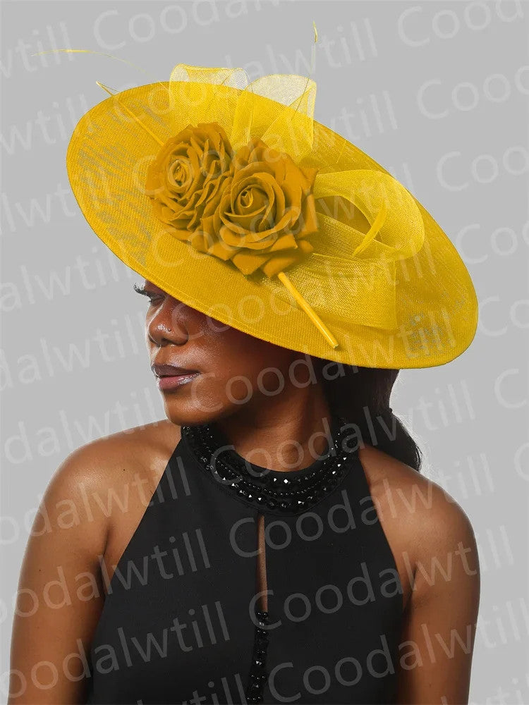 Big Flower Fascinators Hat Headpiece Women Kentucky Church Millinery Cap Ladies