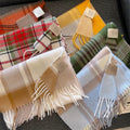 High Quality 100% Pure Wool Plaid Scarf Women Couples Winter Autumn Soft Warm