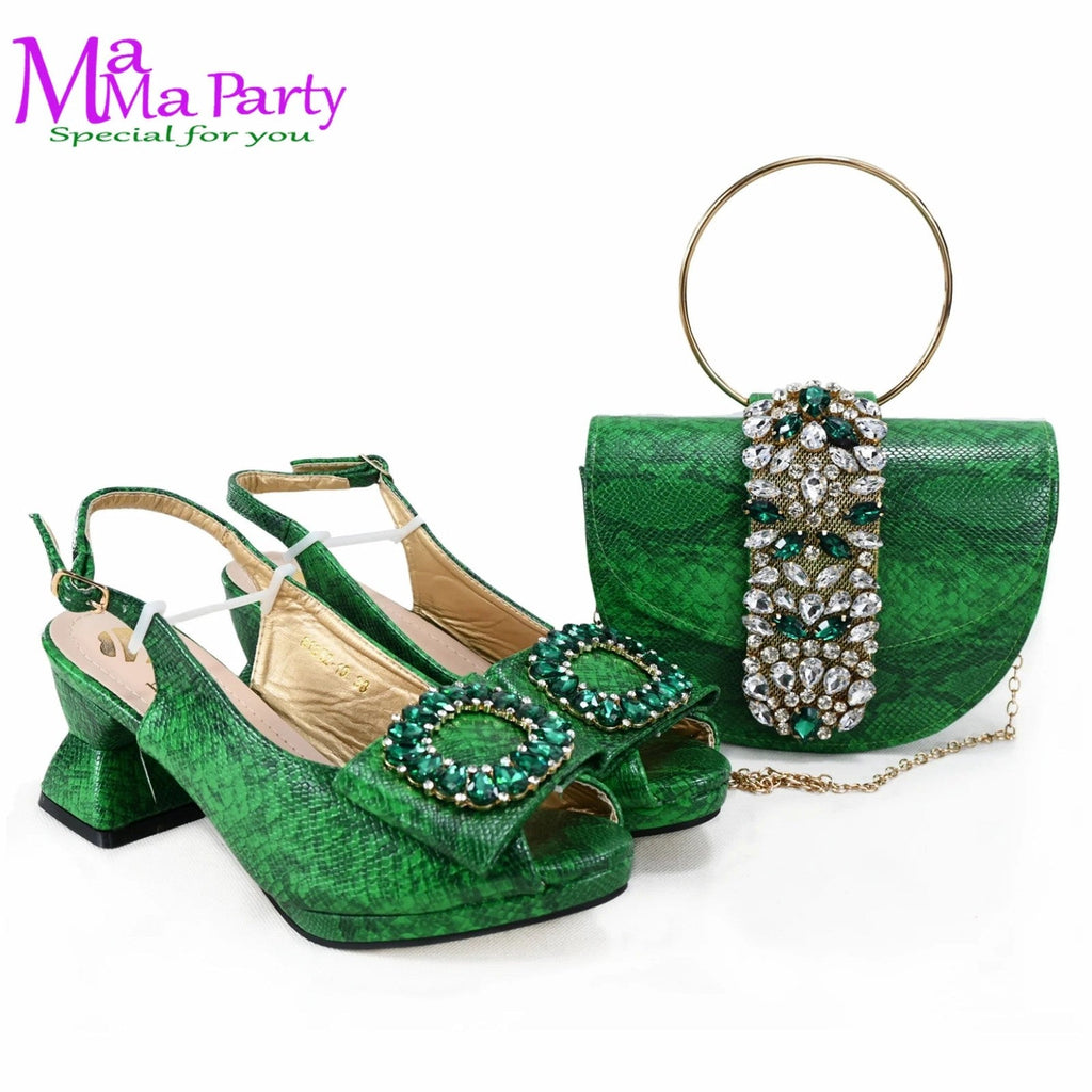 2025 Autumn New Design Specials Italian Women Shoes and Bag Set Comfortable Mid