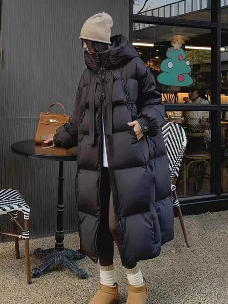 Women's Fashionable Long Winter Hooded Parka Jacket