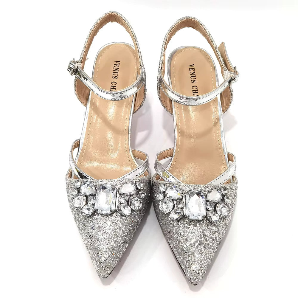 Women's Italian Fashion Peep Toe Pump Shoes with Matching Bag Set for Wedding