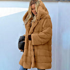 Women's Faux Fur Over Size Windbreaker Hooded Jackets