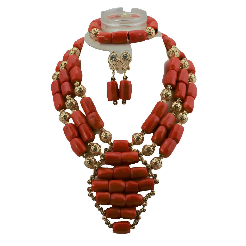 African Wedding Coral Beads Jewelry Set African Beads Jewelry Sets Nigerian