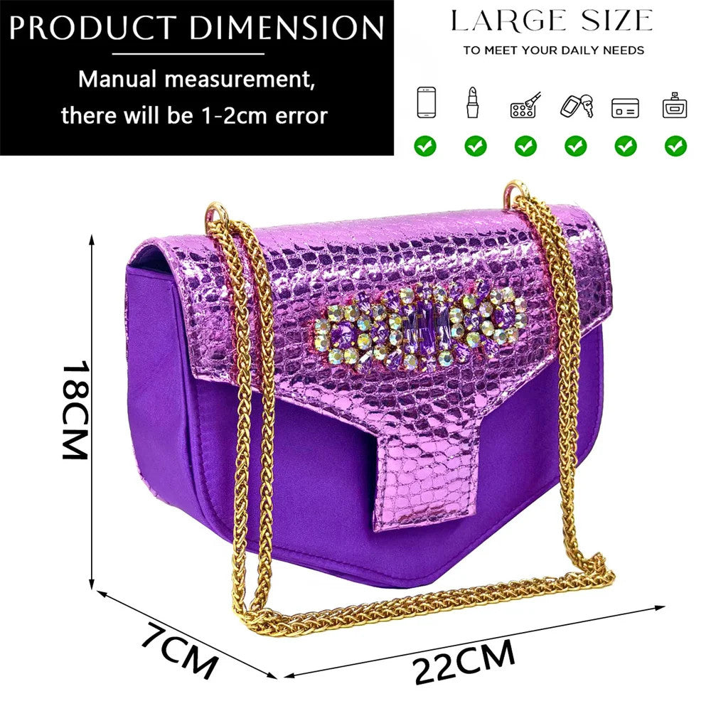 Italian Rhinestone Decoration Women's Shoes And Bag Set