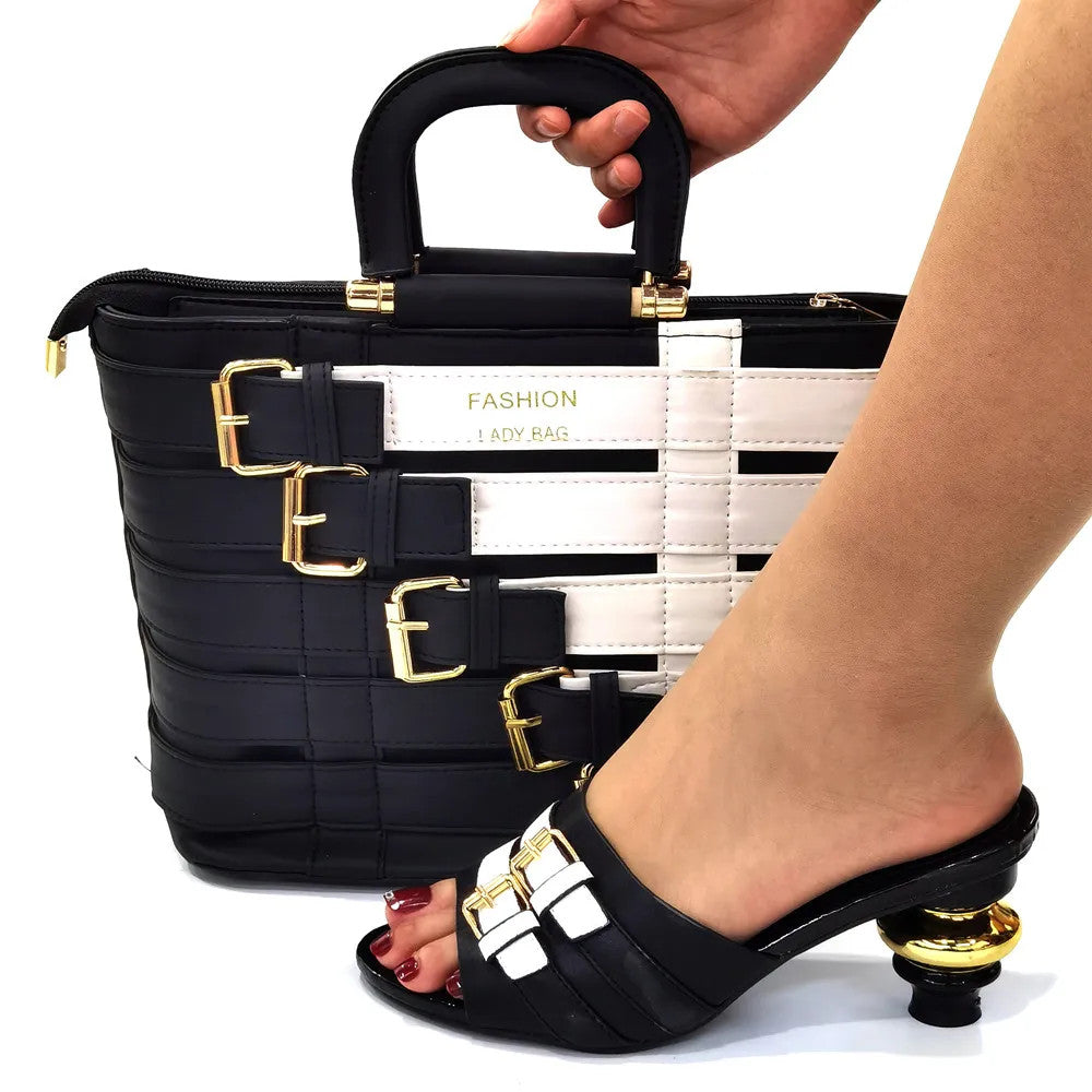 Latest Design Nigerian Women Shoes and Bag Set Plus Size Women Shoes 43 Ladies