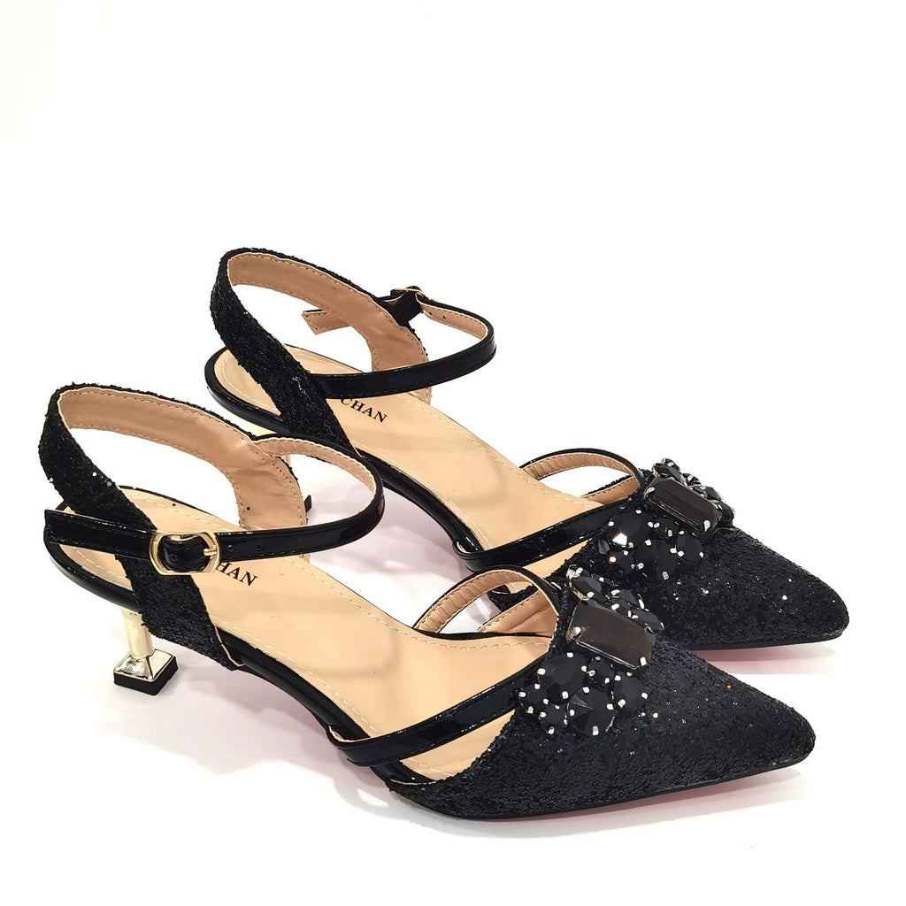 Women's Italian Fashion Peep Toe Pump Shoes with Matching Bag Set for Wedding