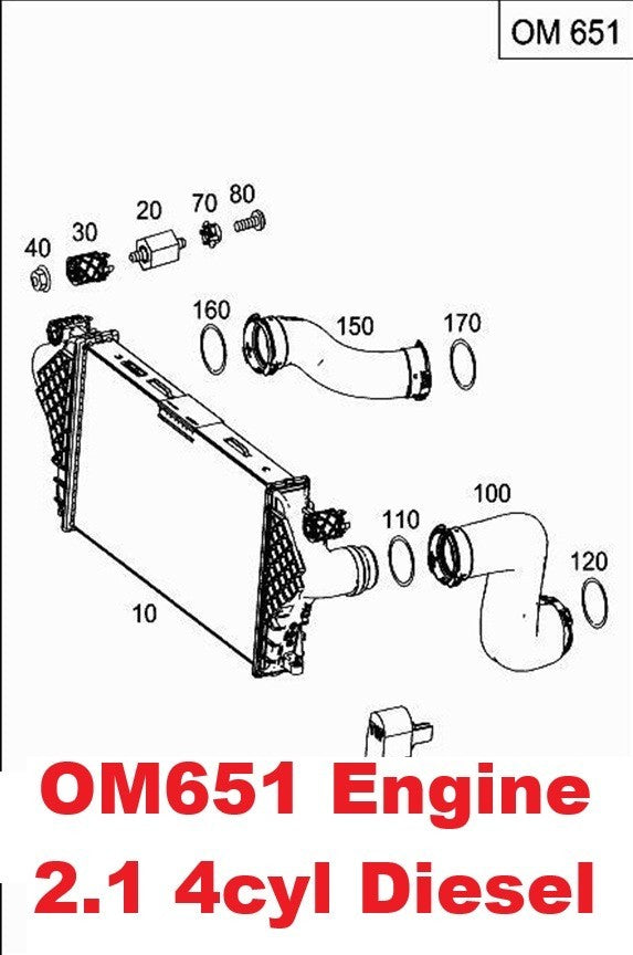 Mercedes Intercooler Seal Gasket Ring A0219976645, OM651 OM642 Engine Compatible