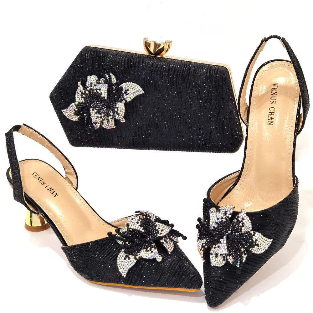 FASHION SHOE Sandals Women 2022 High Heels sexy Green Color Rhinestone Flowers