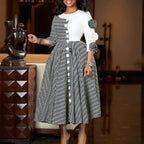 Elegant Rich Dashiki Traditional African Gowns for Women 3/4 Sleeve for Party