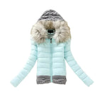 Women's Fashionable Big Fur Collar Hooded Jacket
