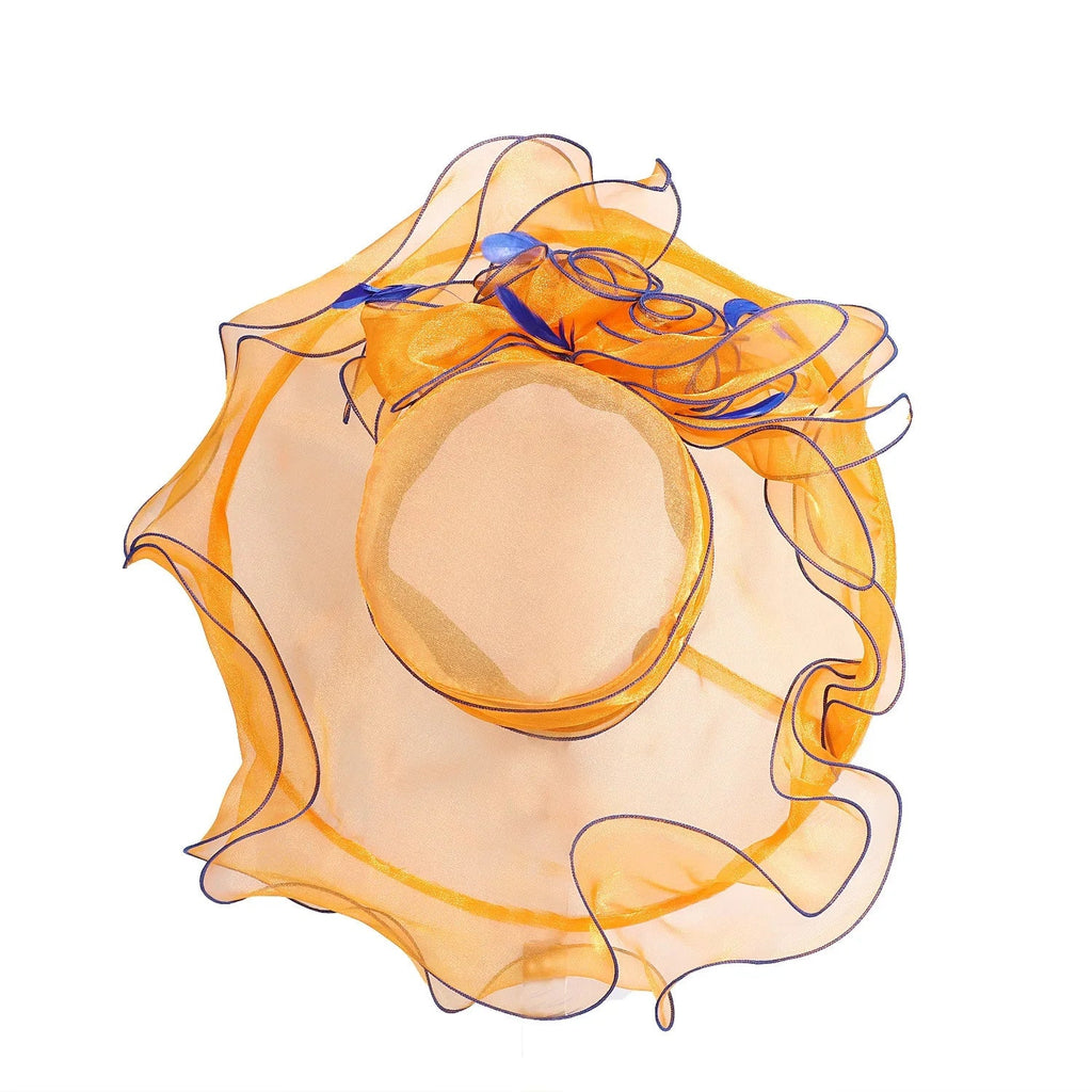 Women's Fascinators Organza Sun Hats Wide Brim Wedding Bride Tea Party Church