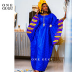 African Original Bazin Riche Boubou With Embroidery And Stones Mix Size