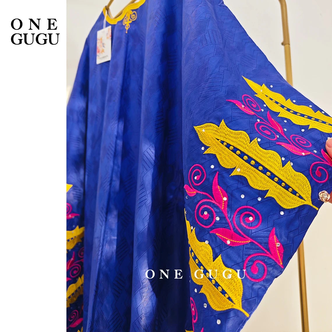 African Original Bazin Riche Boubou With Embroidery And Stones Mix Size