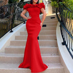 Elegant Women Long Evening Dresses Ruched Off Shoulder Slim Bodycon Mermiad