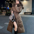 Women's Winter Warm White Duck Down High Quality Natural Fur Collar Jacket