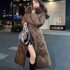 Women's Winter Warm White Duck Down High Quality Natural Fur Collar Jacket