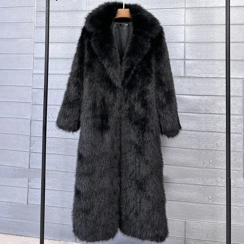 Women's Fashionable Long Fur Coat for Winter