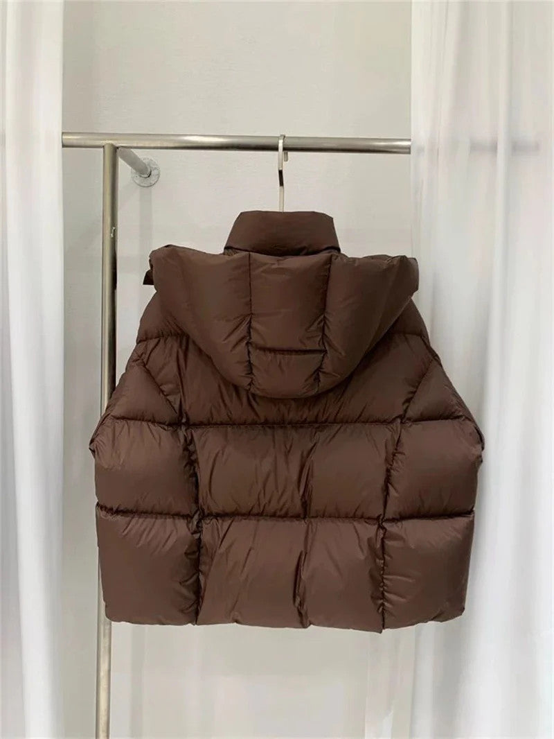 Short Parkas Women Streetwear Cropped Down Coat Korean Sweet Puffer Jacket
