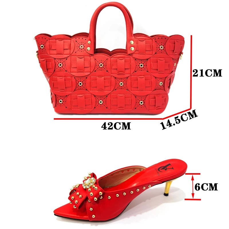 2022 Rivet Style Women Shoes and Bag to Match in Color matching High Quality