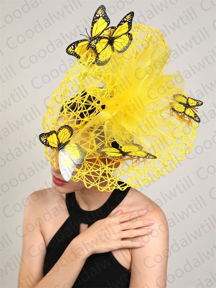 New Fascinator Wedding Headpiece Women Butterfly Headwear For Church Derby Hat