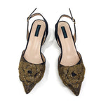 Women's Pointed-Toe Large Flower Decoration Rhinestone Low Heel Italian Shoes