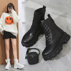 Women Motorcycle Leather Classic Punk Boots