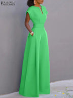 ZANZEA Summer Overalls Women 2024 Elegant Jumpsuits Holiday Casual Short Sleeve