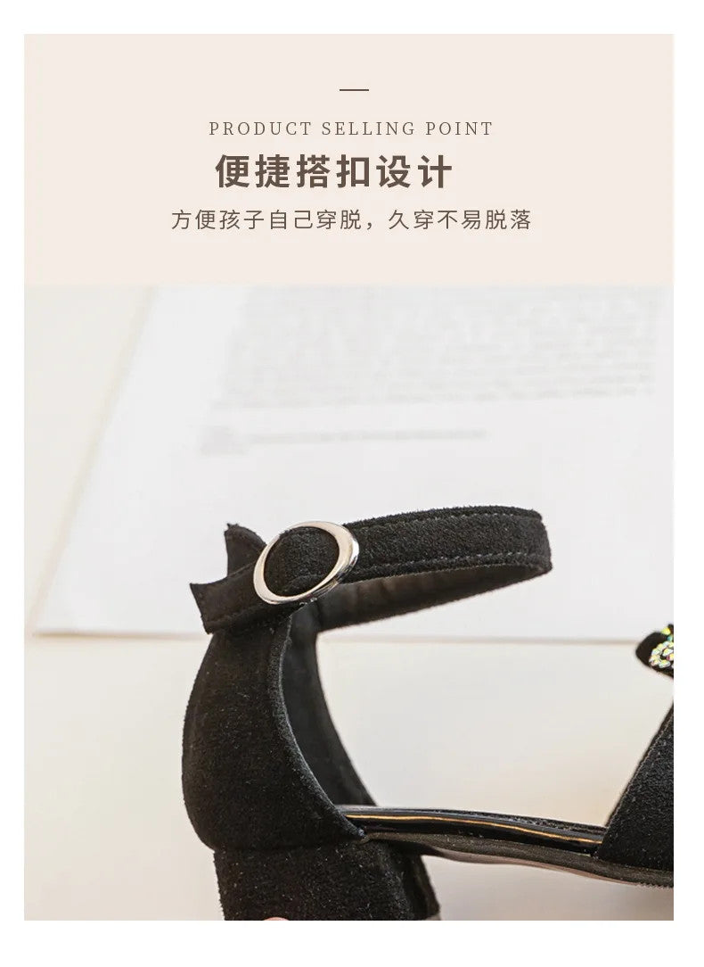 Girls' Sandals Summer New High Heel Soft-soled Princess Shoes Fashion Bow Roman