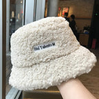 Women Girls Faux Fur Bucket Hat Plush Warm Fisherman Hat Outdoor Windproof