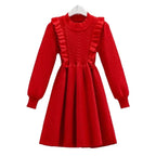 Women's Solid Color Casual Knit Sweater Pullover Autumn Winter Dress