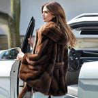 New Elegant Quality Faux Fur Hooded Women's Coat For Winter