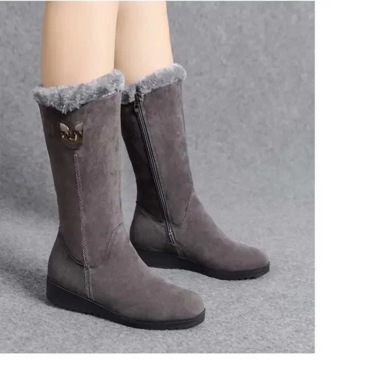 Warm Chelsea High Fur Boots Women 2025 Winter Shoes for Women Chunky Mid-calf