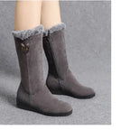 Warm Chelsea High Fur Boots Women 2025 Winter Shoes for Women Chunky Mid-calf