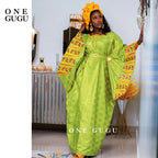 African Original Bazin Riche Boubou With Embroidery And Stones Mix Size