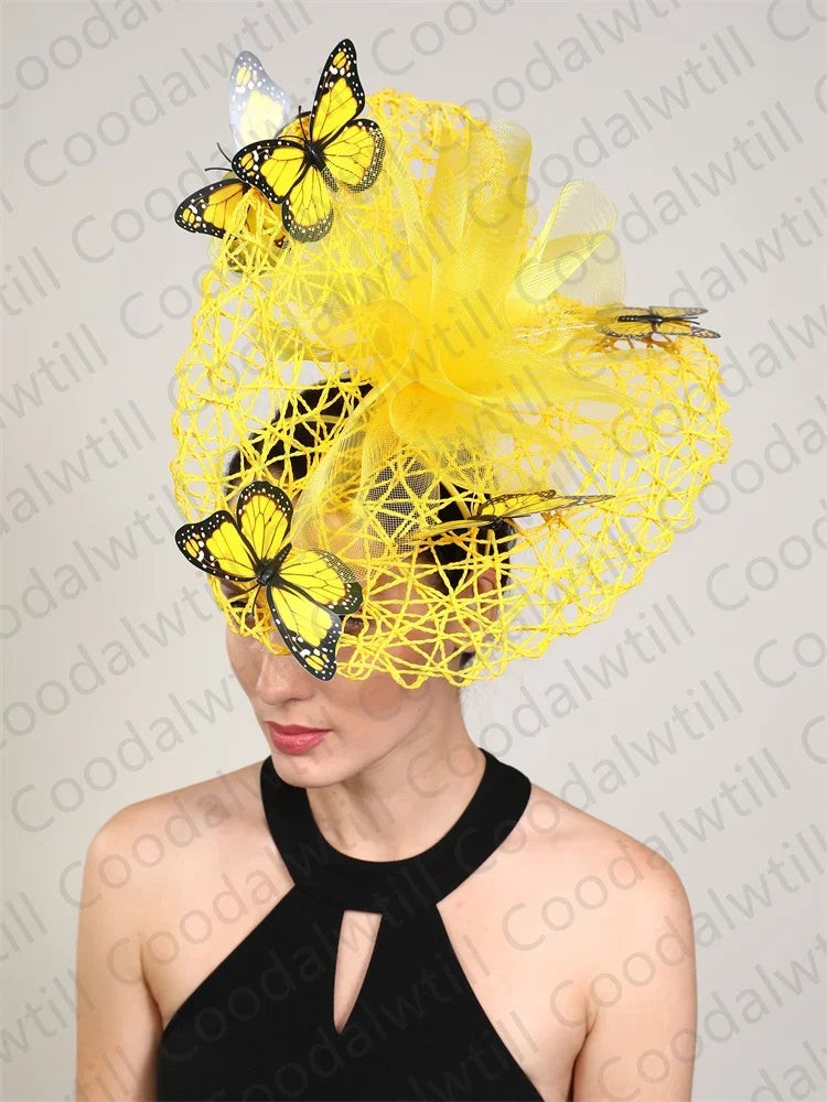 New Fascinator Wedding Headpiece Women Butterfly Headwear For Church Derby Hat