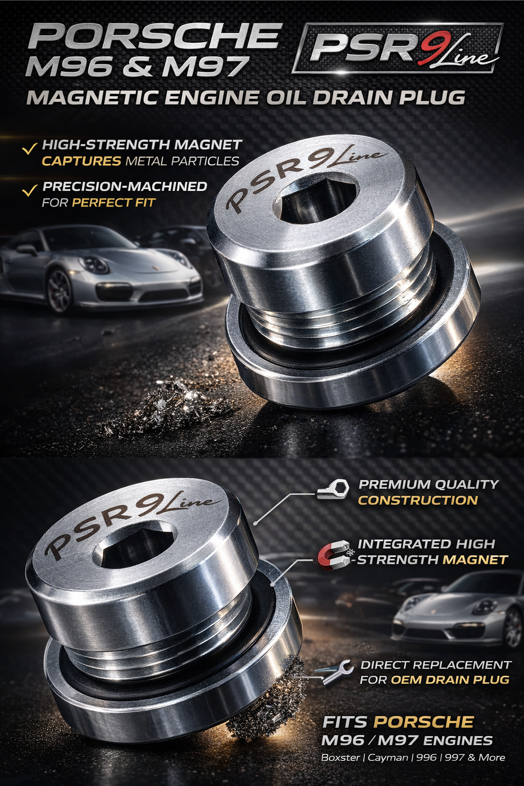 Porsche Boxster 986 & 987 Magnetic Sump Plug  M96/M97 Engine Protection 996 997
